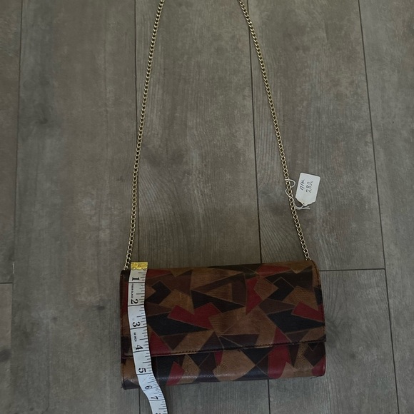 GORGEOUS Vintage 80s Handbag Purse Envelope Clutch Chain Crossbody Patchwork - Picture 11 of 16
